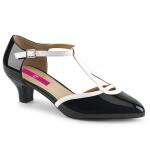 FAB-428 Pleaser Pink Label t-strap pump black-white patent oversizes