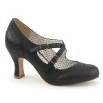 FLAPPER-35 Pin Up Couture Lochmuster Riemchen Pumps schwarz Lederlook