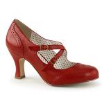 FLAPPER-35 Pin Up Couture Lochmuster Riemchen Pumps rot Lederlook