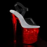 FLASHDANCE-808CH Pleaser LED Effekte High-Heels Sandaletten klar 20cm Absatz