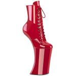 FORBIDDEN-1020 Pleaser Damen High Heels absatzlose Plateaustiefeletten rot Lack