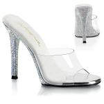 GALA-01DM Fabulicious Damen High Heels Pantoletten AB Strasssteinchen klar silber