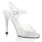 GALA-08SD Fabulicious High-Heels Knöchelriemchen Sandaletten klar mit AB-Strass