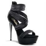 IMPULSE-558 Pleaser high heels ruched criss cross ankle strap sandal black matte