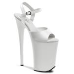INFINITY-909 Pleaser hohe Damen High Heels Plateau Sandaletten weiss Lack