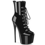 JUBILANT-1014 Pleaser vegan high heels ornamental lace-up platform ankle boot black patent