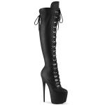 JUBILANT-3012 Pleaser Stretch High Heels Plateauoverkneestiefel schwarz Lederlook