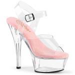KISS-208 Pleaser Damen High-Heels Plateausandaletten transparent babypink günstig