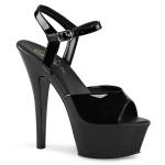 KISS-209VL vegane Pleaser High-Heels Plateausandaletten schwarz Lack