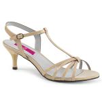 KITTEN-06 Pleaser Pink Label Damen Riemchen Sandaletten Kitten Absatz creme Lack
