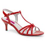 KITTEN-06 Pleaser Pink Label Damen Riemchen Sandaletten Kitten Absatz rot Lack