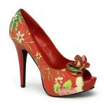 LOLITA-11 Pin Up Couture Damen High Heels Peep Toe Plateaupumps rot Blumen Muster
