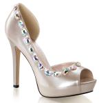 LUMINA-38 Fabulicious peep toe platform pumps large rhinestones champaign patent