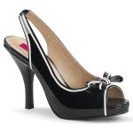 PINUP-10 Pleaser Pink Label high heels peep toe slingback sandal black-white patent