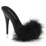 POISE-501F Fabulicious high heels platform marabou sandal black satin marabou fur
