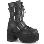 RANGER-308 DemoniaCult vegan platform ankle boot buckle straps black matte