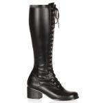 RETRO-302 Funtasma Damen Retro Schnür Stiefel schwarz Stretch Lederimitat Blockabsatz