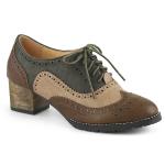 RUSSELL-34 Pin Up Couture Damen Oxford Wingtip Schuhe braun Multi Lederoptik