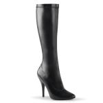 SEDUCE-2000 kniehohe Pleaser Stiletto High-Heels Stretch Stiefel schwarz Lederoptik