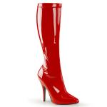 SEDUCE-2000 kniehohe Pleaser Stiletto High-Heels Stretch Stiefel rot Lack