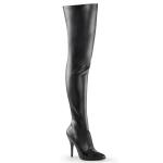 SEDUCE-3010 Pleaser Stiletto High-Heels Overkneestiefel schwarz Lederoptik