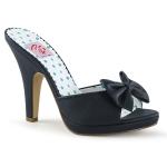 SIREN-03 Pin Up Couture Damen High Heels Plateaupantoletten Schleife schwarz Lederoptik