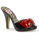 SIREN-06 Pin Up Couture Damen High Heels Plateaupantoletten Schleife schwarz rot Lack