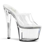 SKY-301 elegante Pleaser Damen High-Heels Plateaupantoletten transparent