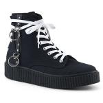 SNEEKER-256 DemoniaCult platform high top lace-up front sneaker black canvas