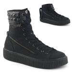SNEEKER-270 Demonia hohe Sneaker gepolsterter Kragen schwarz Canvas Nieten Prägung