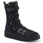 SNEEKER-318 Demonia Unisex Damen Herren Stiefel Riemen Sneaker schwarz Canvas