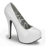 TEEZE-06W extraweite Pleaser High-Heels Pumps weiß Lack mit verstecktem Plateau