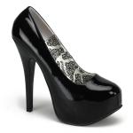 TEEZE-06W extraweite Pleaser High-Heels Pumps schwarz Lack mit verstecktem Plateau