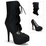 TEEZE-31G Bordello Damen Plateau Pumps Stiefel schwarz Mini Glitter abnehmbarer Schaft