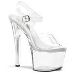 TREASURE-708 Pleaser vegane Damen High Heels Plateausandaletten Bodenfach klar
