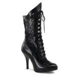 VICTORIAN-116X extrabreite viktorianische Funtasma Stiefeletten schwarz mit Spitze